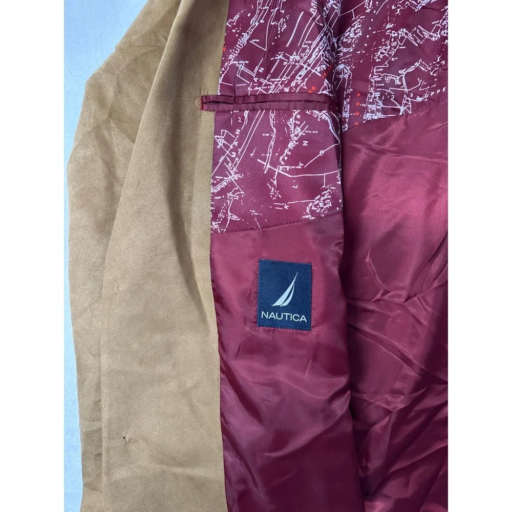 Nautica Men's Brown Faux Suede Sport Coat Blazer Jacket Size 44L‎